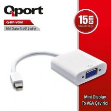 QPORT 0.15metre Q-DP-VGM Mini DisplayPort & Vga Dişi Görüntü Ada